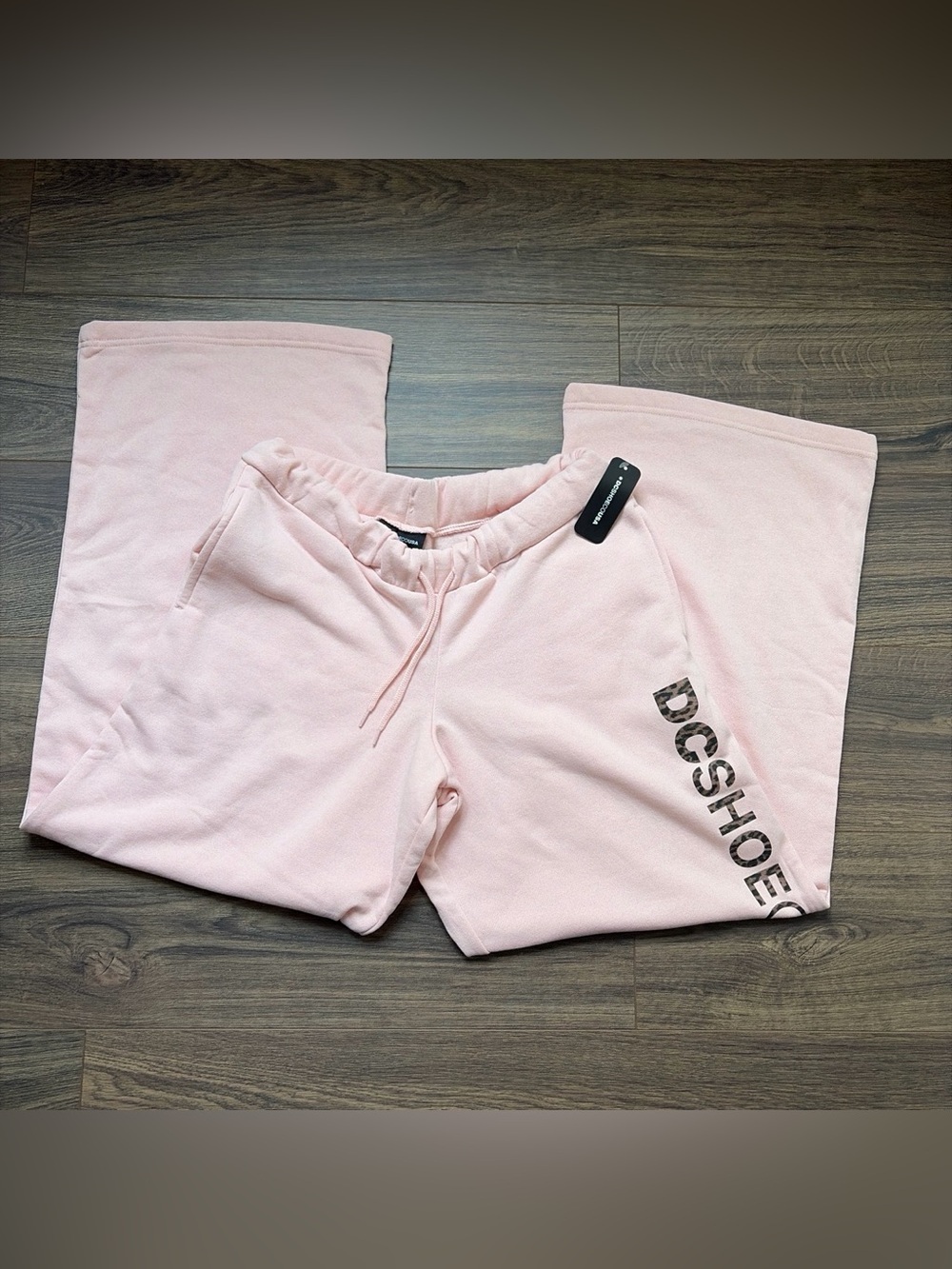 DC Pink Wide-Leg Sweatpants with Leopard Logo